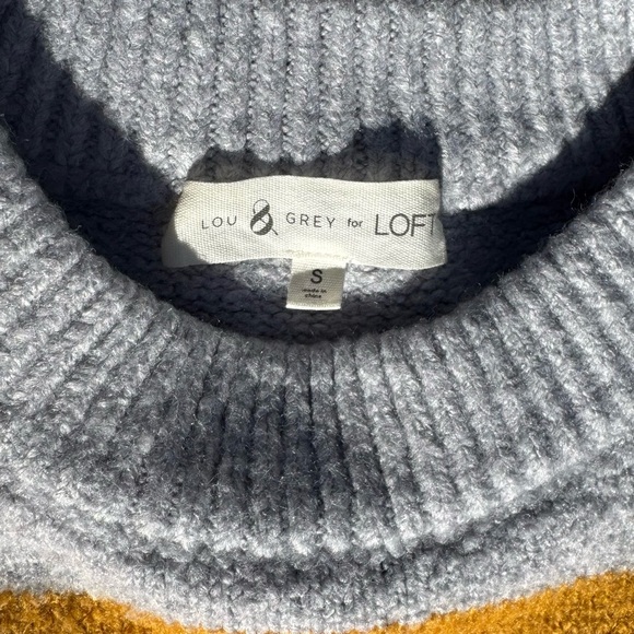 Lou & Grey for Loft Striped Orange Pink Gray & Yellow Crew Neck Sweater Size S - Picture 4 of 4